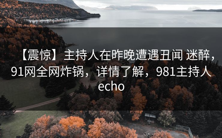 【震惊】主持人在昨晚遭遇丑闻 迷醉,91网全网炸锅,详情了解,981主持人echo