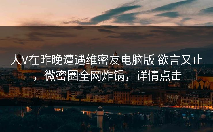 大V在昨晚遭遇维密友电脑版 欲言又止，微密圈全网炸锅，详情点击