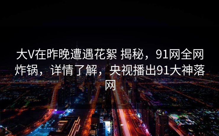 大V在昨晚遭遇花絮 揭秘，91网全网炸锅，详情了解，央视播出91大神落网