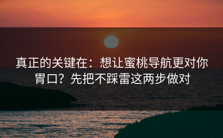 真正的关键在：想让蜜桃导航更对你胃口？先把不踩雷这两步做对