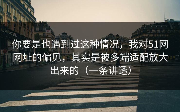 你要是也遇到过这种情况，我对51网网址的偏见，其实是被多端适配放大出来的（一条讲透）