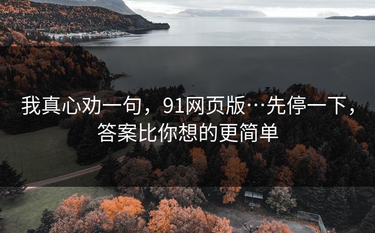 我真心劝一句,91网页版…先停一下,答案比你想的更简单