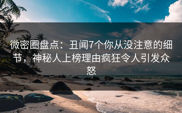 微密圈盘点：丑闻7个你从没注意的细节，神秘人上榜理由疯狂令人引发众怒